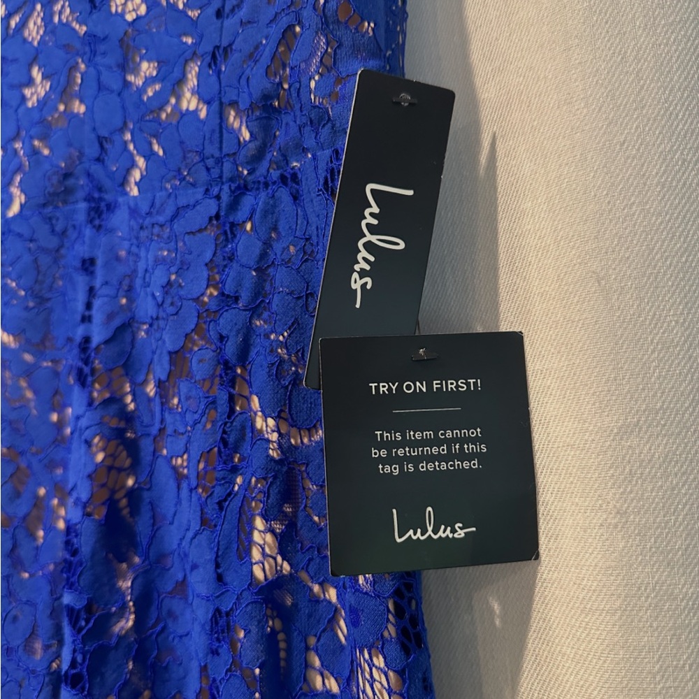 Lulu's Royal Blue Lace Midi Dress - Picture 9 of 11